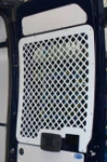 A protective grille on a rear door