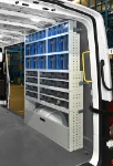 Drawer units with transparent elements mounted in a van