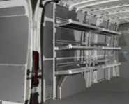 Fold-away shelves for express courier vans