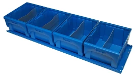 Plastic containers for vans inserted in the metal frame