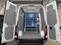 01_The Mercedes Sprinter with cargo retaining accessories and racking only on the bulkhead