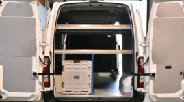01_The van with marble-look plywood shelving for delivering drinks