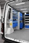 02_Slender wall-mounted cabinets of transparent plastic containers in the Sprinter