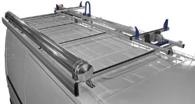 A roof rack with a single ladder slide, a side fence, loading roller and stainless-steel pipe carrier