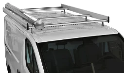 A steel pipe carrier fitted to a Talento’s roof rack