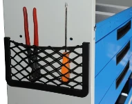 A storage net on a racking side panel
