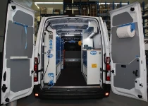 A van fitted out for fork life service technicians