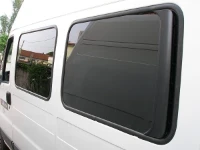 Blackout film on van windows