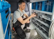 Cabinets of transparent containers for vans