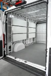 Fold-away shelves in closed position