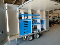 Mobile workshop racking in a trailer