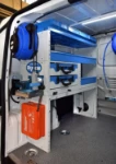 Racking on the left of the Fiorino used to install wood and pellet stoves