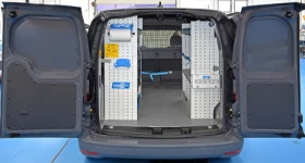 01_The 2021 VW Caddy with a complete racking system for installing electrical systems