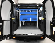01_The electrician’s Ford Custom L2H1 with racking only on the bulkhead