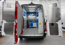 01_The Sprinter’s racking system and pivot-mounted loading ramp