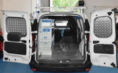 02_An Express Van with racking on just one side and a cargo retaining system on the bulkhead