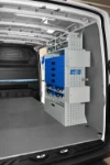 03_Drawers, a shelf and case storage in the electrician’s Mercedes Sprinter