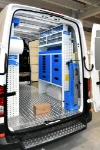 03_The fold-away vice bench and abundant storage in the Crafter for servicing overhead platforms