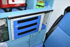 03_The Syncro Ultra drawers and shelf in the fully equipped ambulance   The integration of Syncro racking into an ambulance