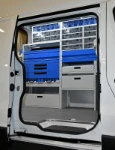 04_Metal drawers and transparent containers in the heating and air-con installer’s Opel Vivaro