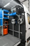 05_The Ecoflow unit, portable compressor and cable and hose reels in the Sprinter L2 H2