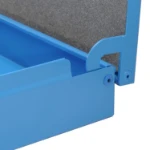 A closer look at an anti-tip hinge on a Syncro case