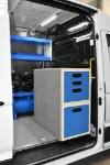 A double-height long drawer unit in an Iveco Daily