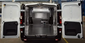 A Fiat Talento lined in aluminium tread plate