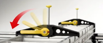 A ladder secured by a pair of clamps