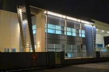A night time view of Francom’s new offices in Via Portile, Cassola