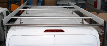 A roof rack on a 2014 Transit