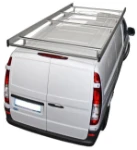 A roof rack with side fences and rear roller on a Vito