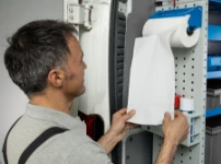 A steel holder for paper rolls