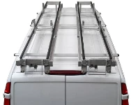 A two-slide ladder rack on a Mercedes Vito