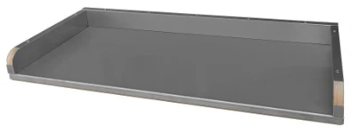 A worktop covered in stainless steel