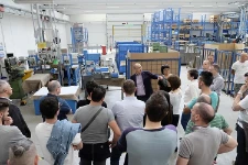 Luca Comunello guides a tour around the new plant in Via Portile