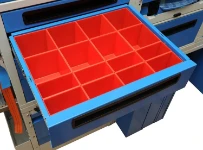 Metal drawer with plastic trays