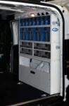 Multibox transparent drawers in a filling station service van