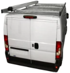 Roof rack and tube carrier on the roof of the Peugeot Boxer