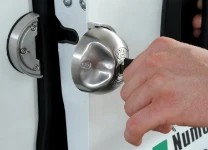 The door open with the Saturn Evo lock on it