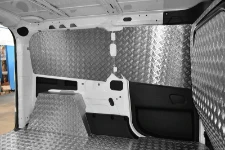 The left of the Doblò, showing the aluminium floor and wall liners