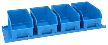 The shelf with plastic containers in place