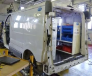 The Ultra racking on the right of the van before the crash test