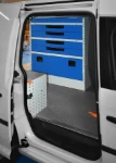 The view from the side door, showing the drawers and case straps
