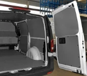The Vito’s plywood floor and bulkhead liners and steel interior liners