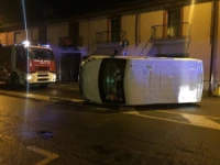 Serious damage to the van involved in the accident