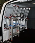 Stored ladders on the left-hand side of the Caddy