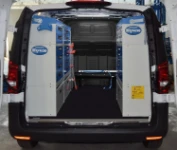 The cargo space of the Vito with racking for a heating service