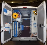 The racking system of this Fiat Ducato