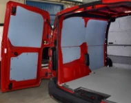 Wall and floor liners on the left of the Citroen Jumpy